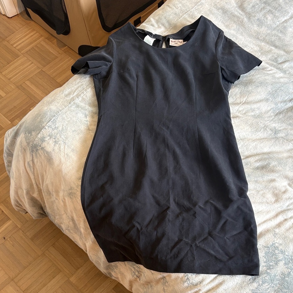 Black vintage Short-Sleeve Shift Dress